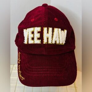 Simply Southern Burgundy Dark Red Corduroy YEE HAW Adjustable Baseball Cap Hat